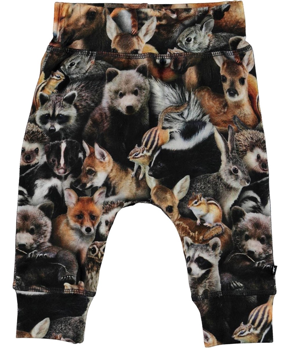 Sammy - Forest Animals - Bruine biologische babybroek met dierenprint