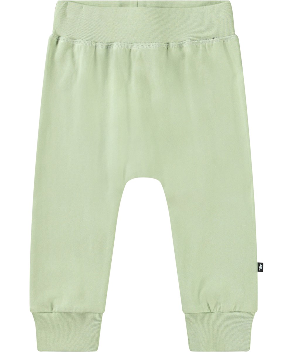 Sammy - Misty Green - Lichtgroene babybroek van biologisch katoen.