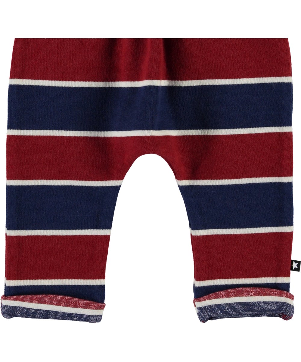 Sigurd - 3 Colour Stripe - Blauw en rood gestreepte babybroek