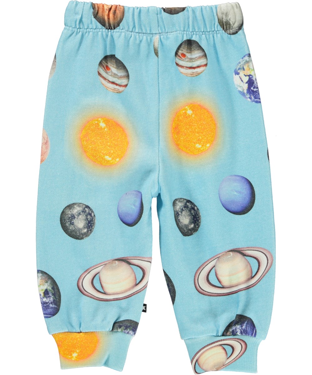 Simeon - Planets - Lichtblauwe biologische baby joggingbroek met planeten