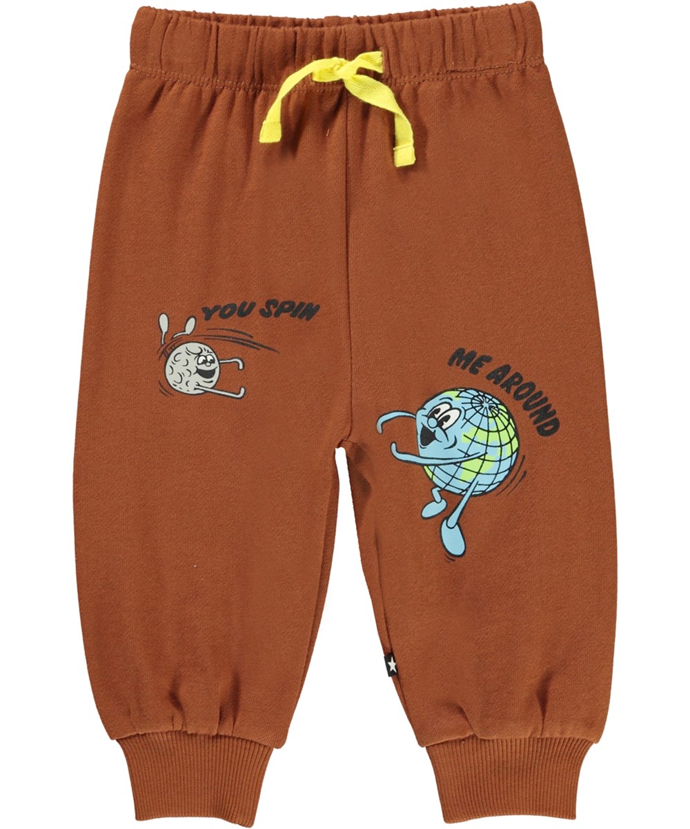 Simeon - Tawny Brown - Bruine biologische baby joggingbroek met de Aarde