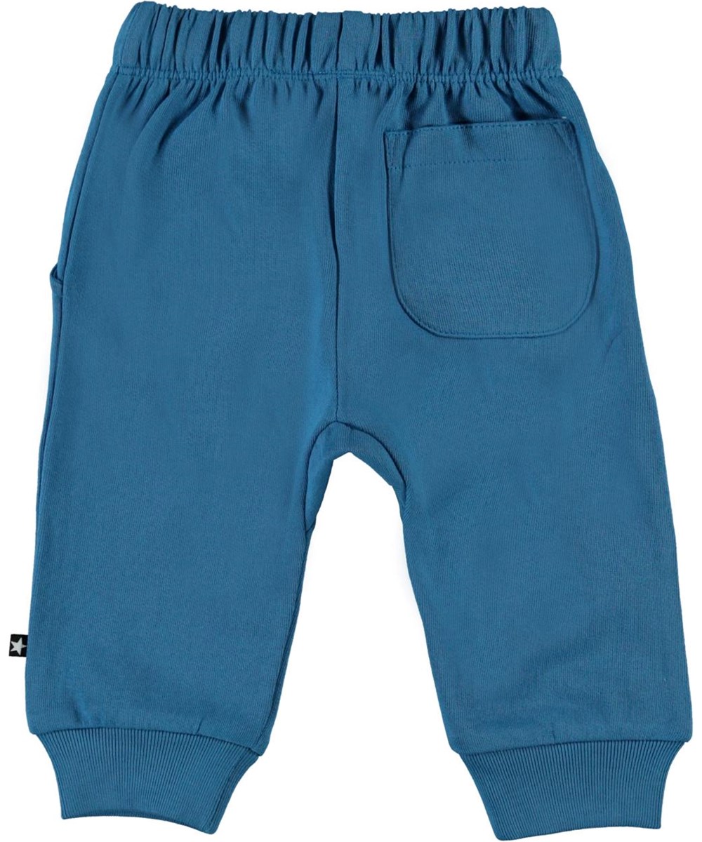 Simme - Aqua - Blauwe biologische babybroek met smiley face