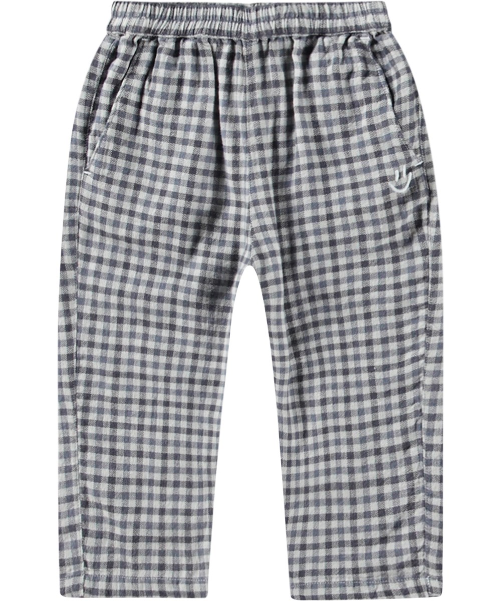 Sois - Dusty Check - Geruite broek van biologisch katoen met elastische tailleband voor baby's en peuters .
