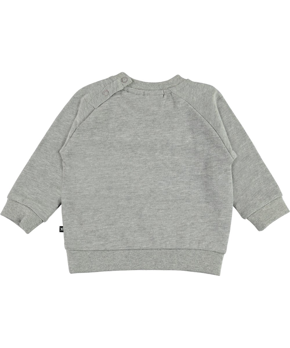 Disco - Baby Owl - Grijze biologische baby sweater met uilprint