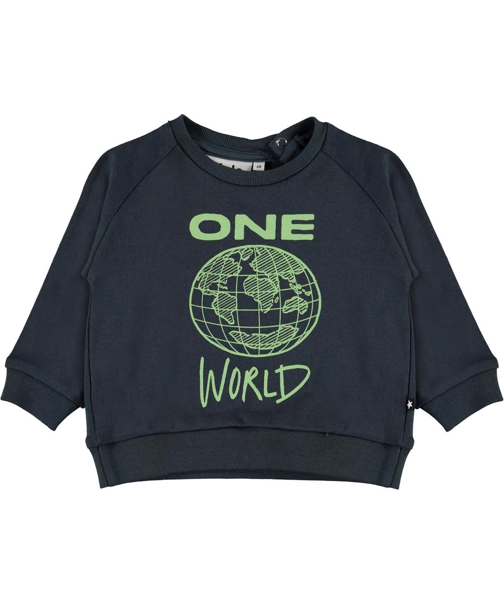 disco - Summer Night - Blauwe biologische babysweater met de planeet Aarde