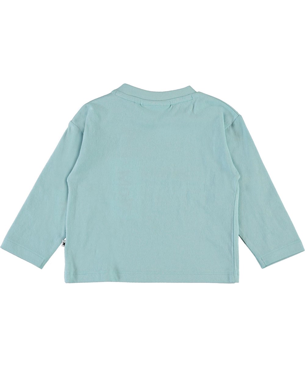 Egil - Sterling Blue - Lichtblauwe shirt met smiley face en palmbomen 