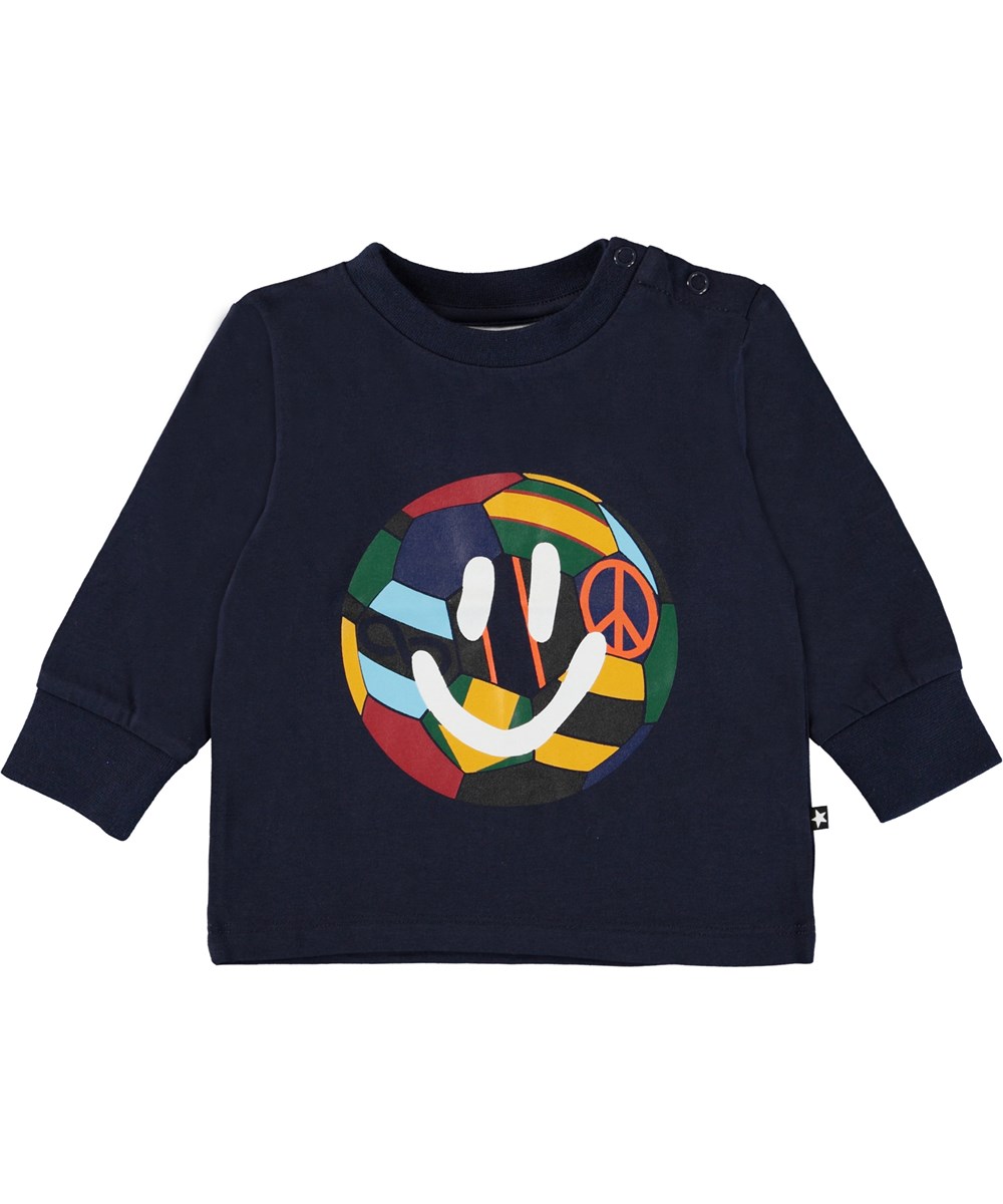 Eloy - Football Smile - Biologische babysweater met een smiley van een voetbal