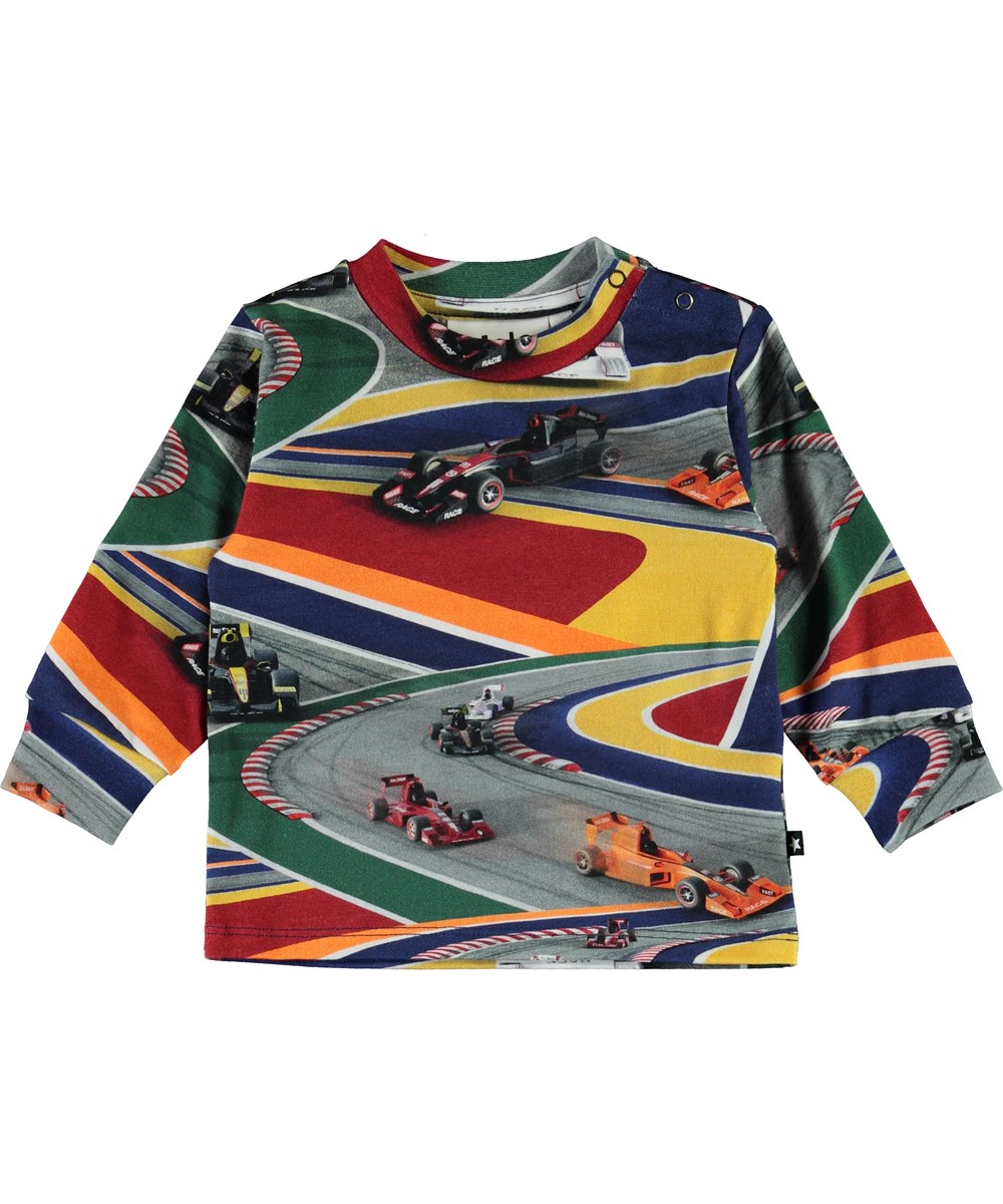 Eloy - Full Speed - Biologische babytrui met raceauto’s