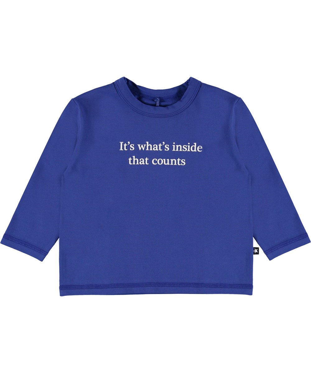 Elvo - Royal Blue - Biologische baby shirt met tekst