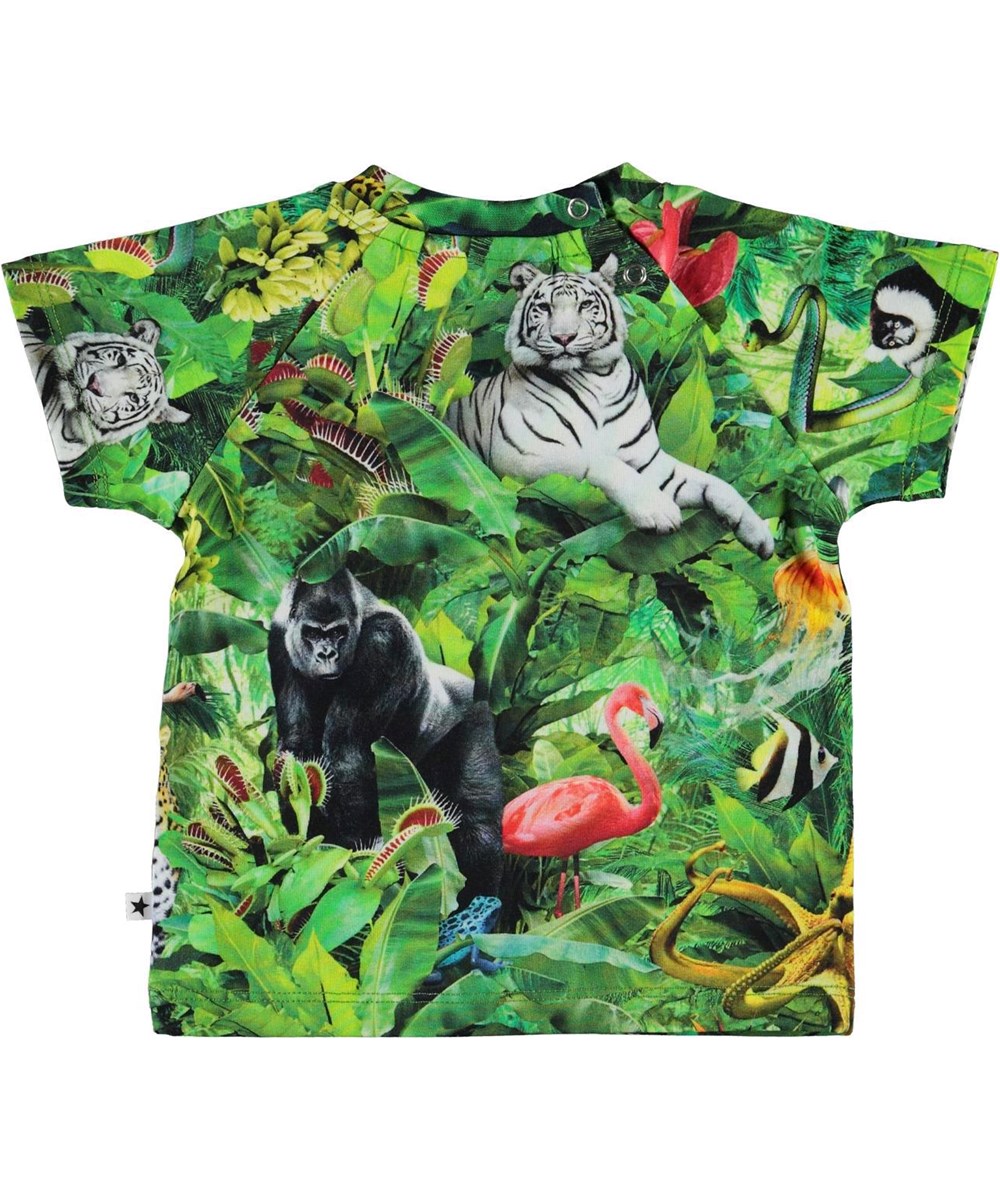 Emmett - Fantasy Jungle - Groene baby t-shirt met dierenprint
