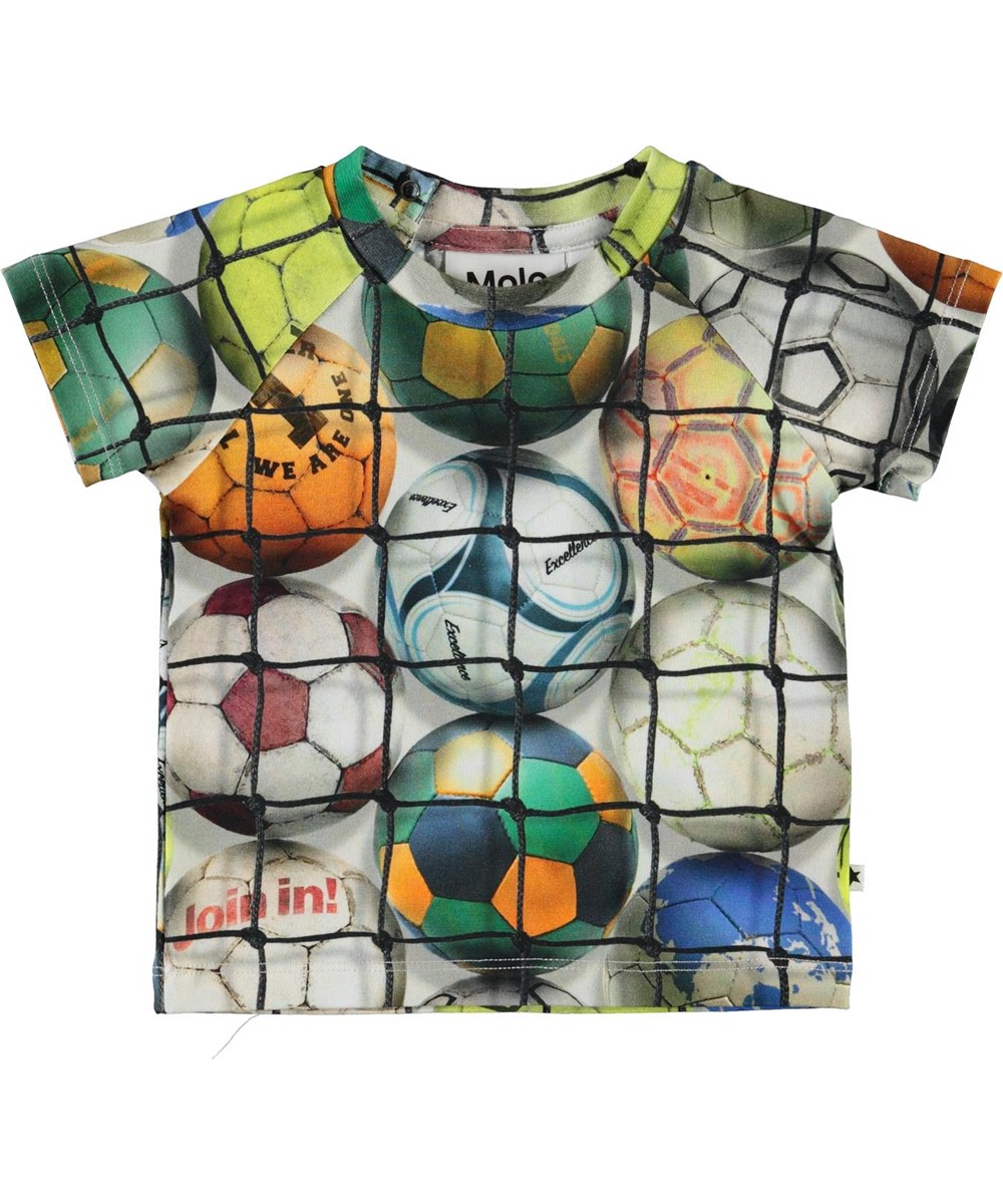 Emmett - Footballs - Biologische baby t-shirt met voetballen