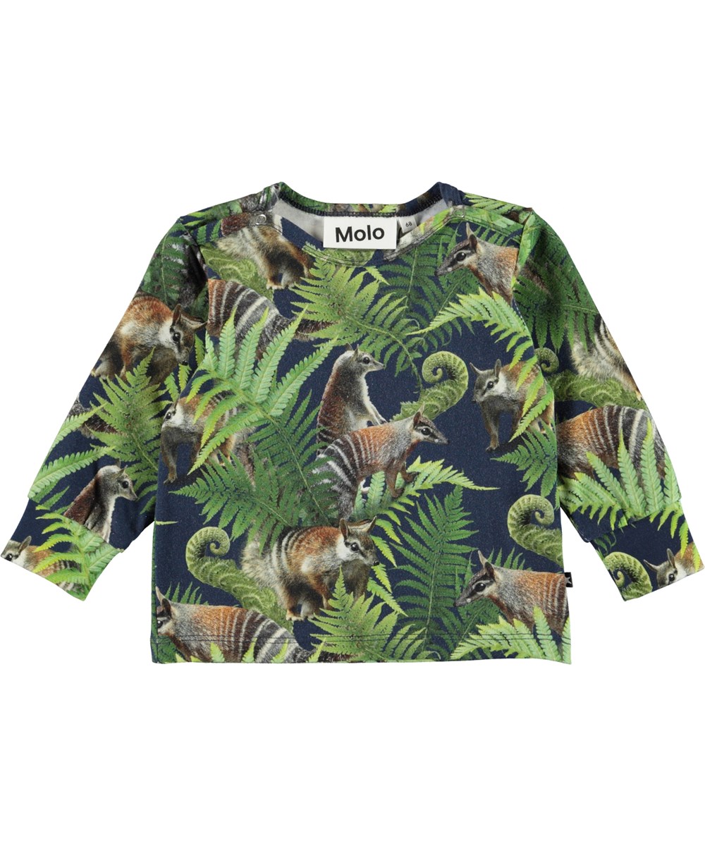 Enez - Fern Friends - Biologische babysweater met een print van dieren en planeten