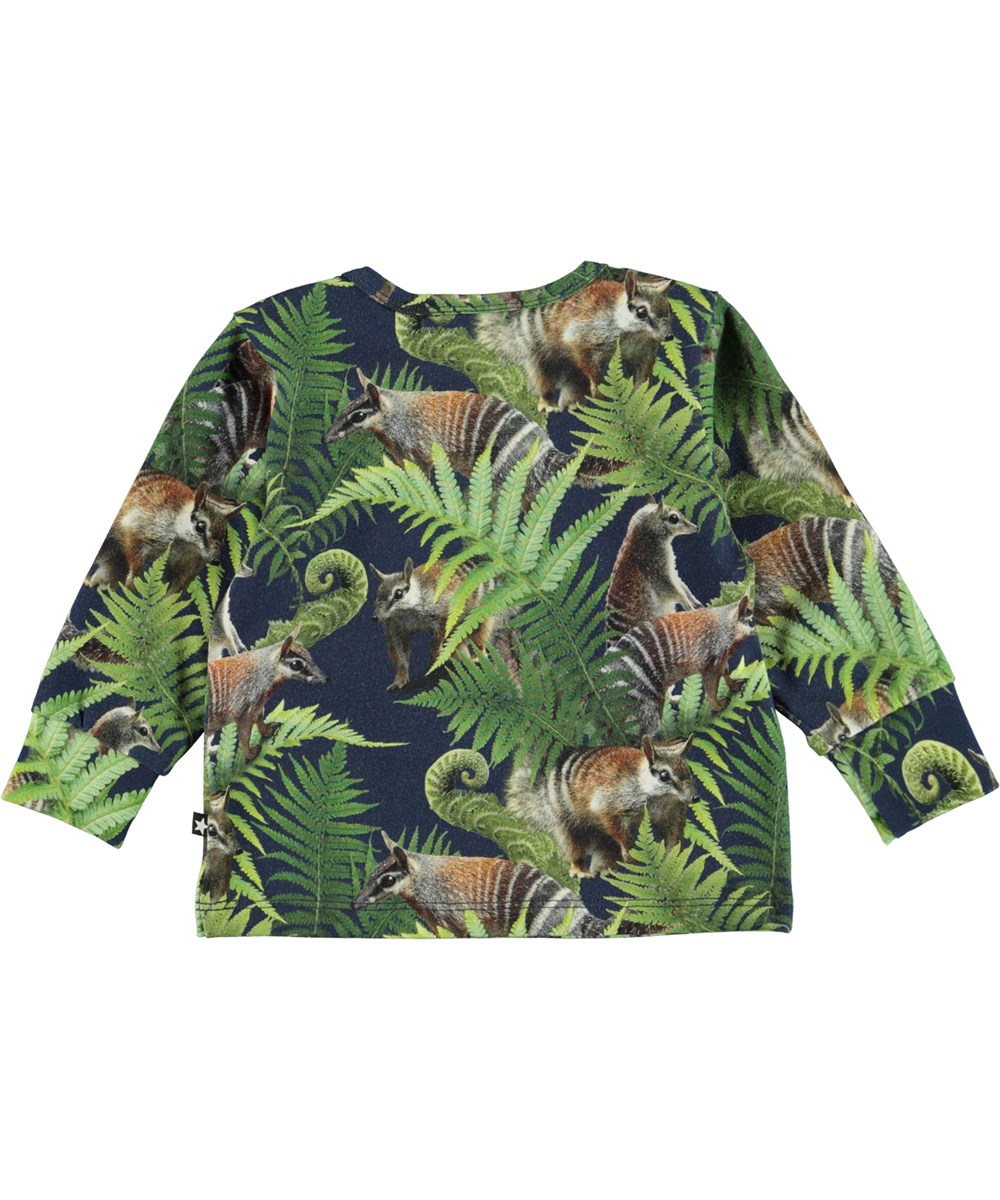 Enez - Fern Friends - Biologische babysweater met een print van dieren en planeten