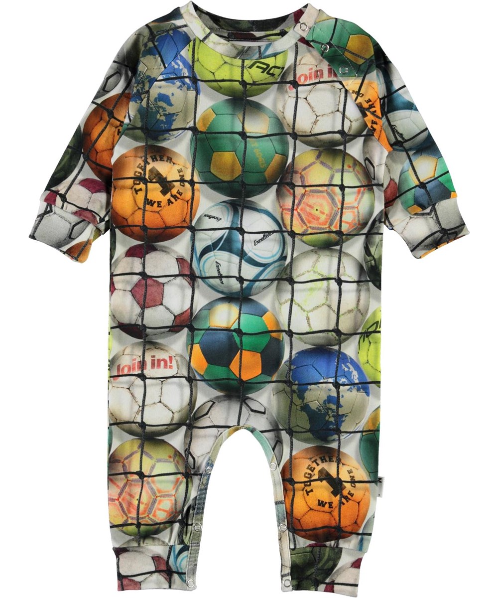 Fairfax - Footballs - Öko Baby-Anzug mit Druck von Fußbällen