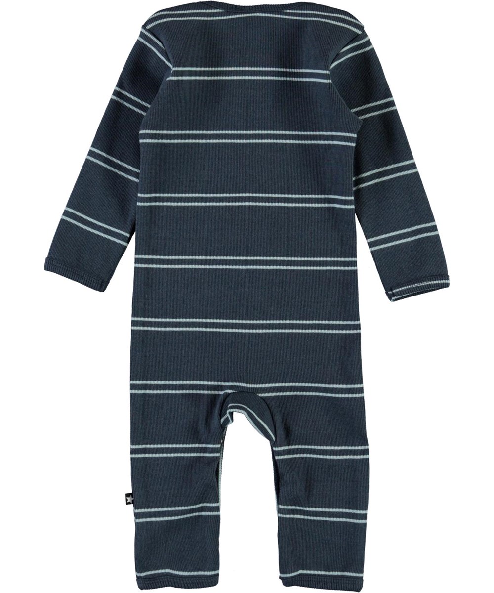 Faso - Blue Stripes - Öko blau gestreifter Babyanzug