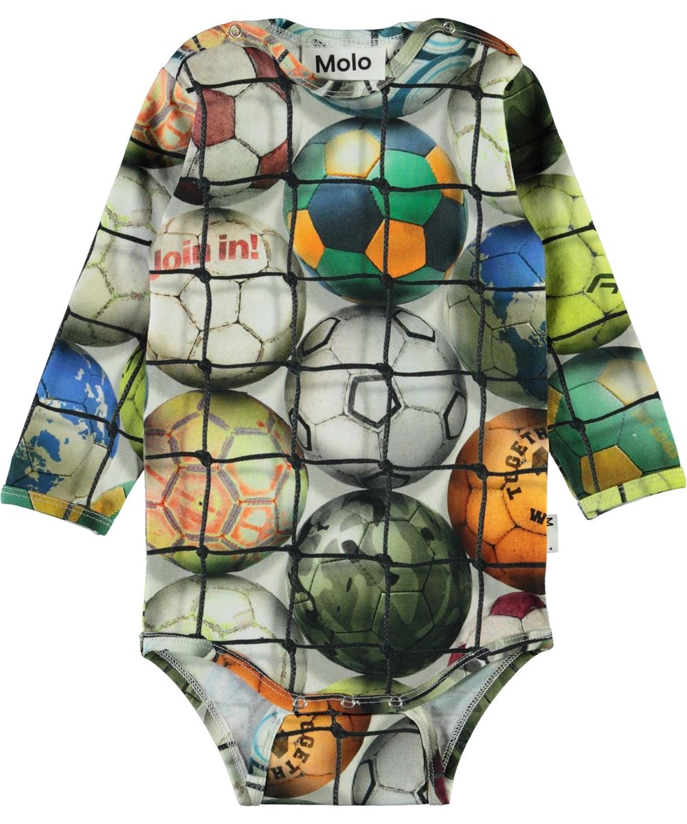 Field - Footballs - Öko Baby-Body mit Fußbällen