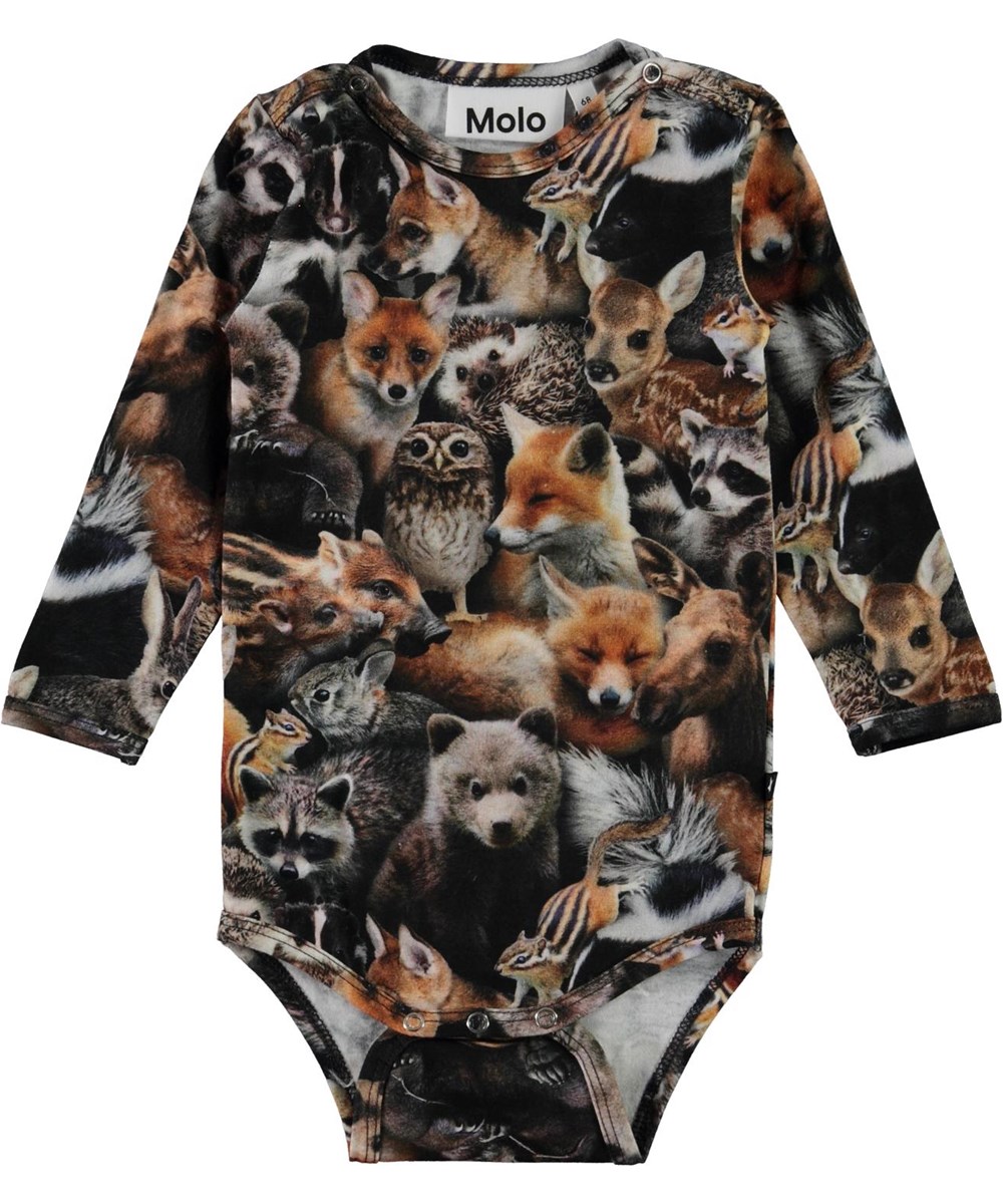 Foss - Forest Animals - Öko Babybody mit Tiere-Druck