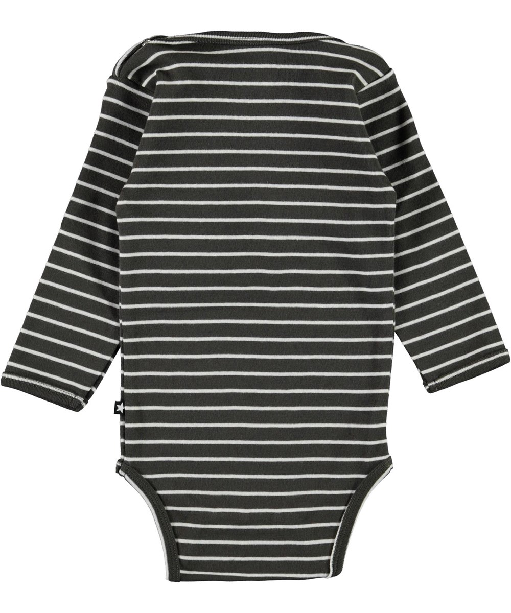 Foss - Narrow Stripe - Öko grauer Babybody mit Streifen