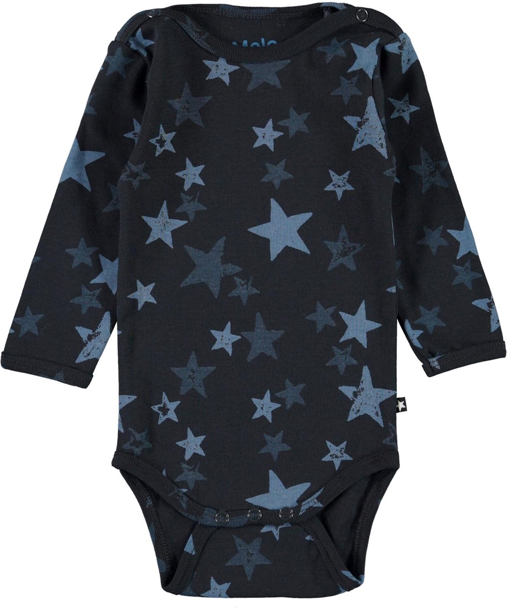 Foss - Stars - Öko dunkelblauer Babybody mit Sternen