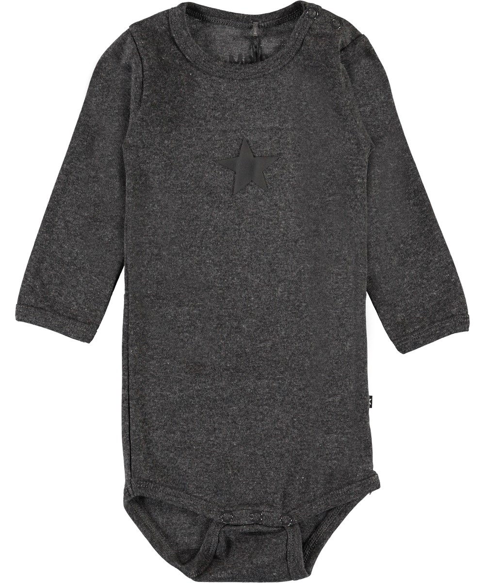 Foss - Medium Grey Melange - Dunkelgrauer Öko-Baby-Body