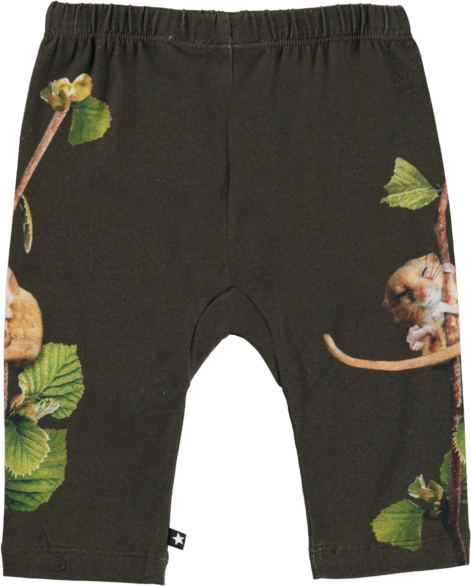 Sabb - Dormouse - Braune Babyhose mit Mausaufdruck