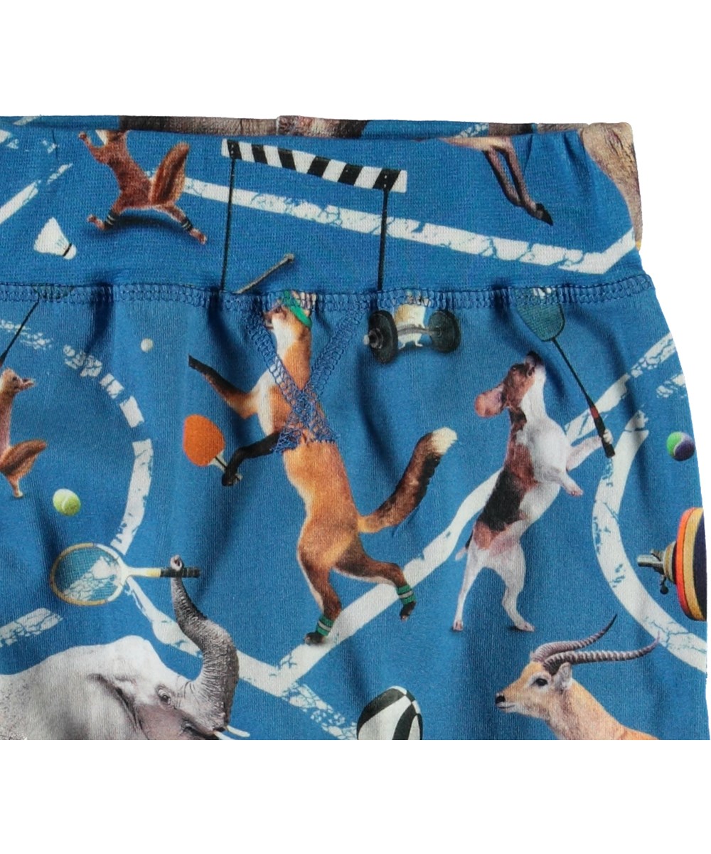 Sammy - Athletic Animals - Blaue Babyhose mit Tieren-Druck