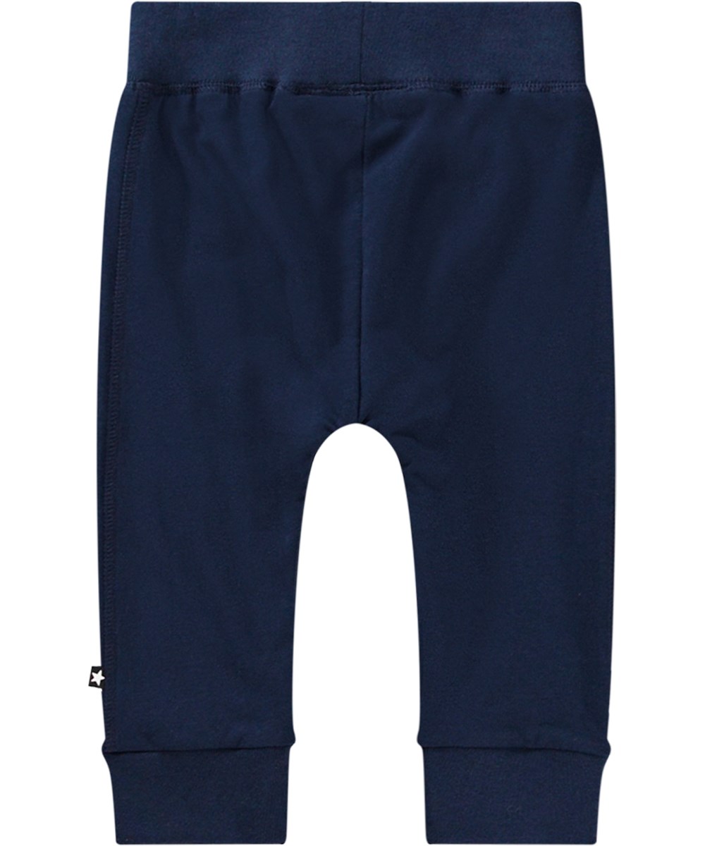 Sammy - Oceanic - Weiche marineblaue Öko-Baumwoll-Jerseyhose mit elastischem Bund und Bündchen.