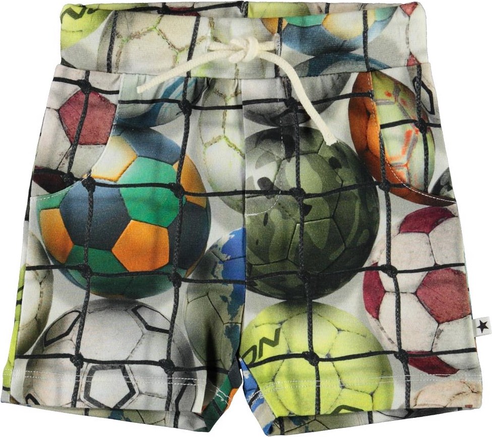 Simroy - Footballs - Öko Baby-Shorts mit Fußbällen