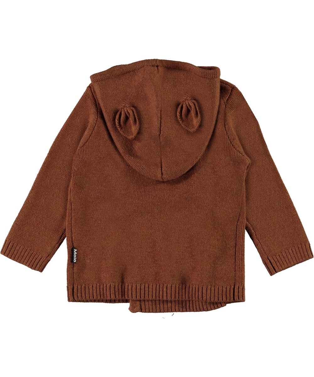 Bobby - Iron - Braune Baby-Strickkarte mit schrägen Knöpfen