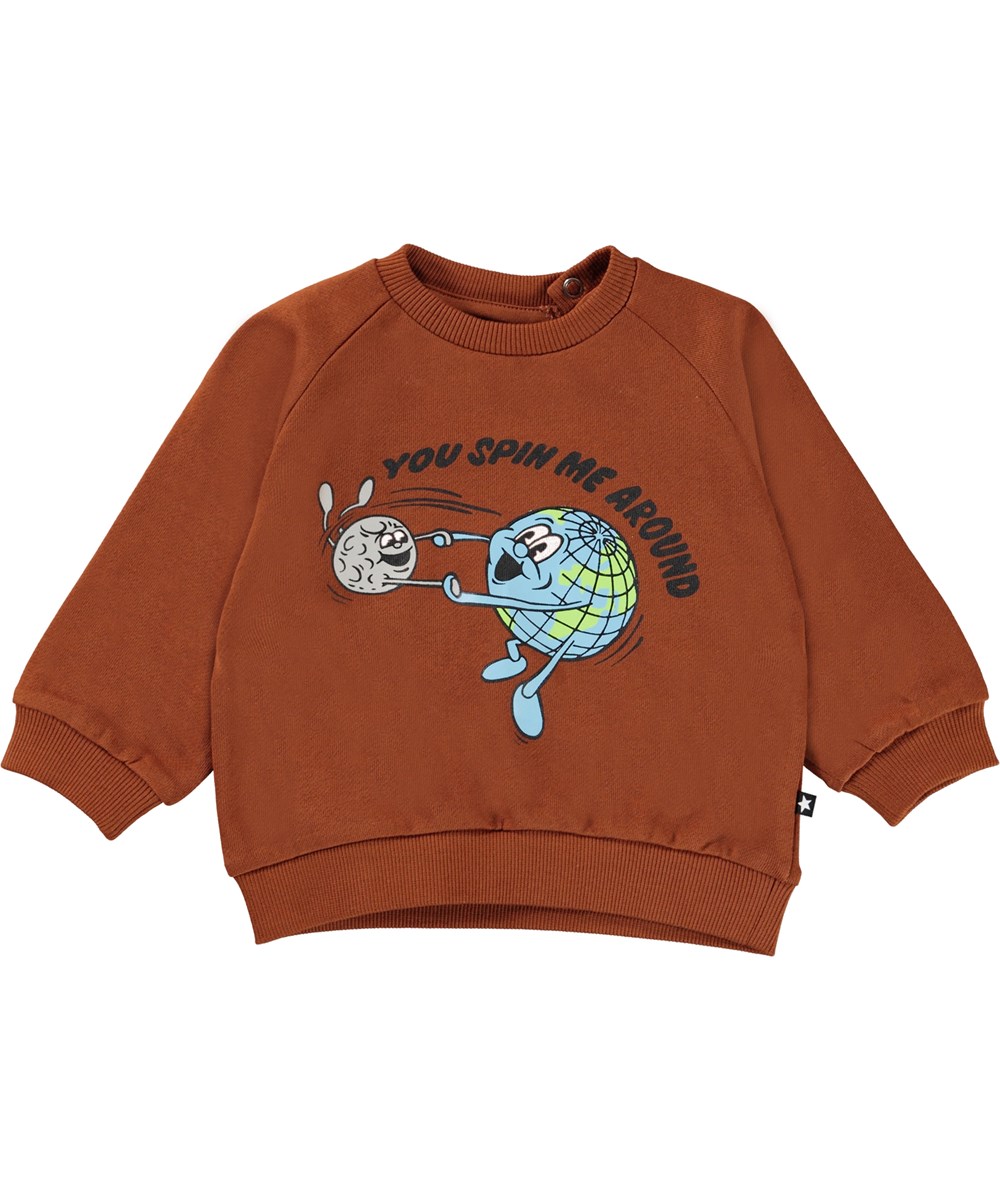 Disc - Spin Me Around - Braunes Baby-Sweatshirt mit Globus und Mond