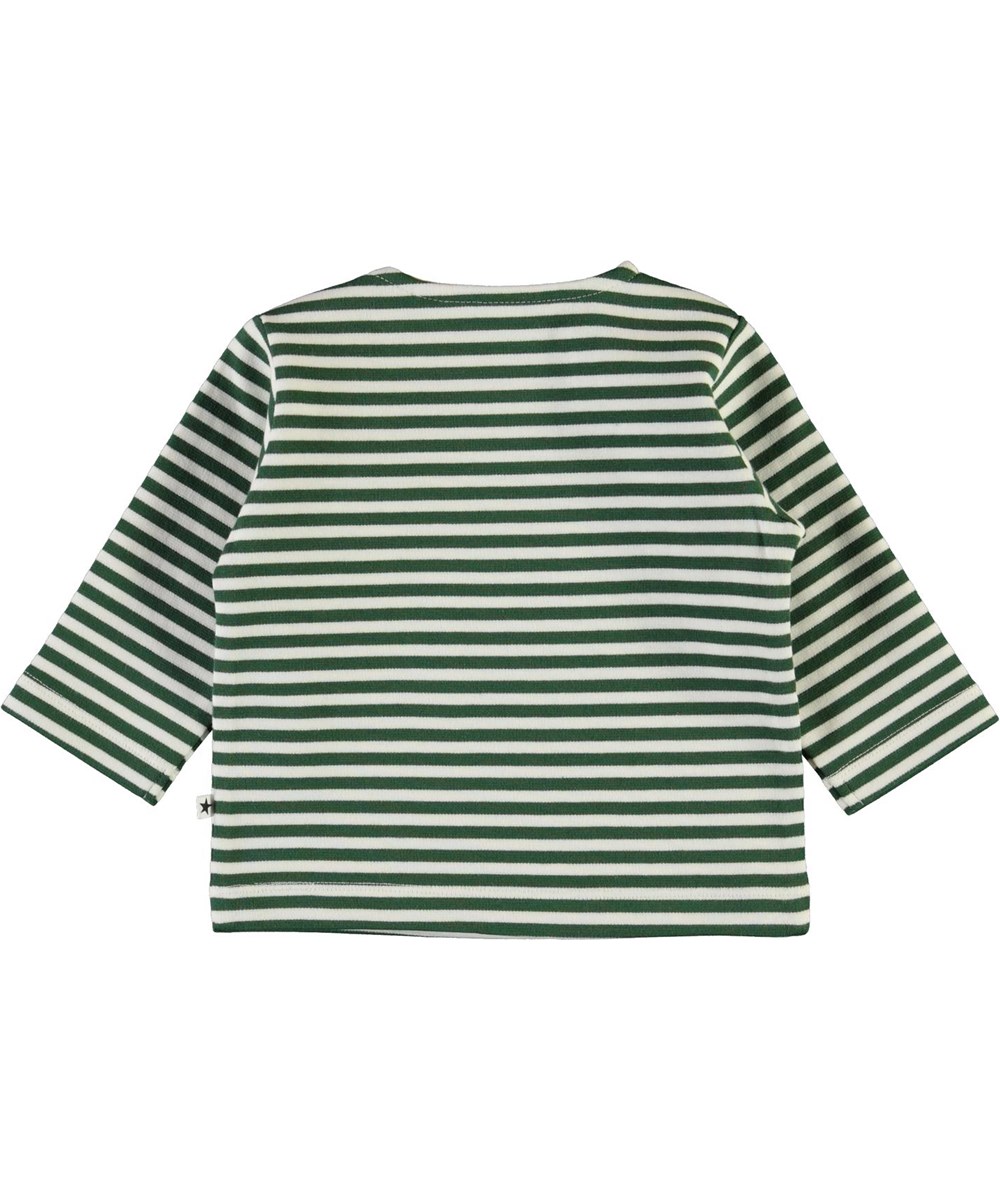 Dosti - Green Stripe - Öko Baby-Pullover mit grünen Streifen