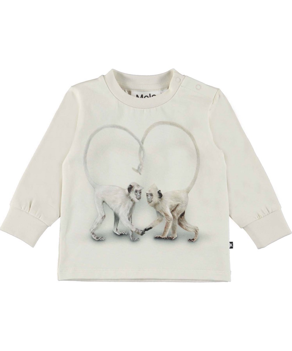 Eloy - Fabulous Monkeys - Cremefarbenes langärmliges Baby-T-Shirt Affen