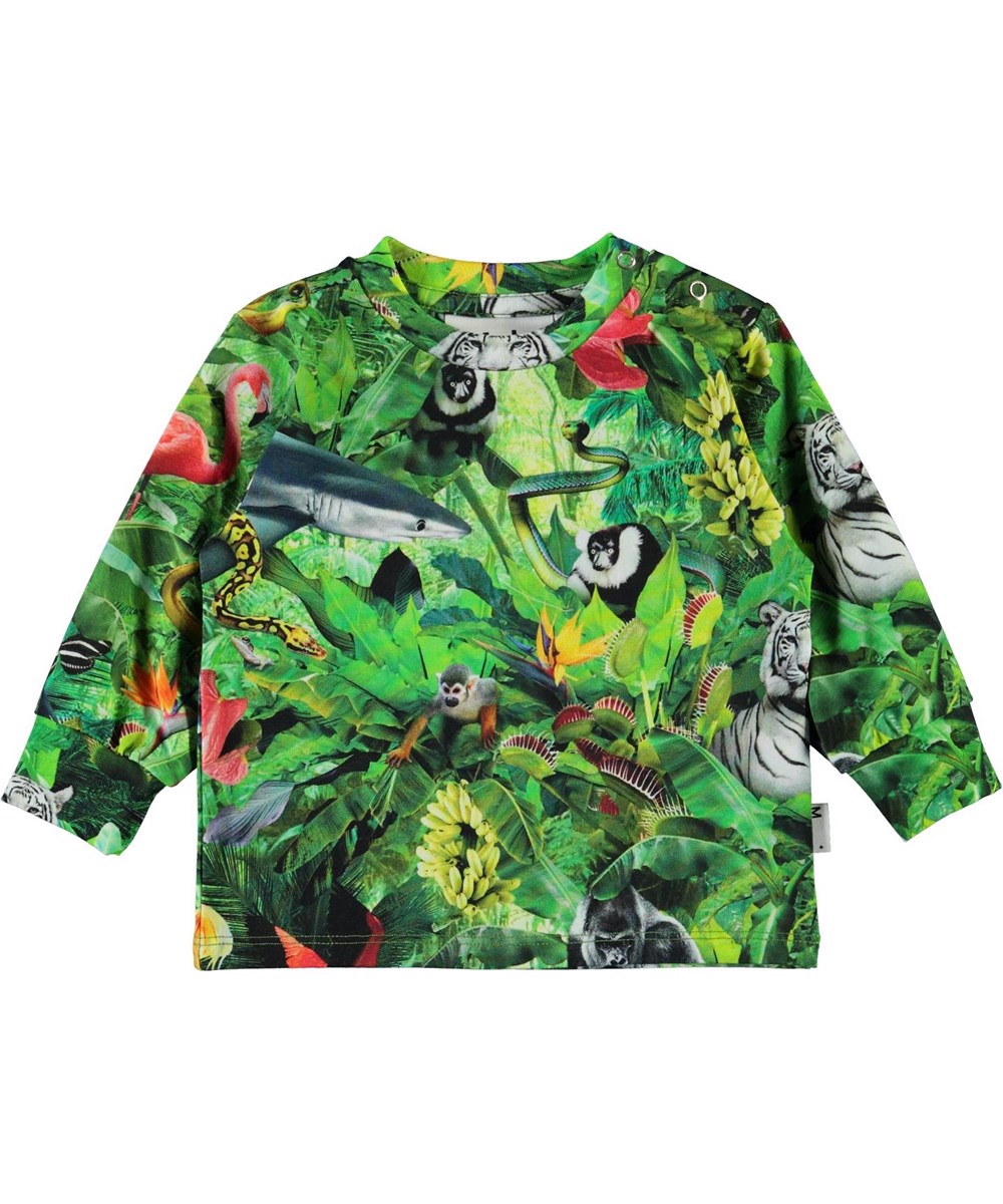 Eloy - Fantasy Jungle - Öko Baby-Pullover mit Tiere-Druck