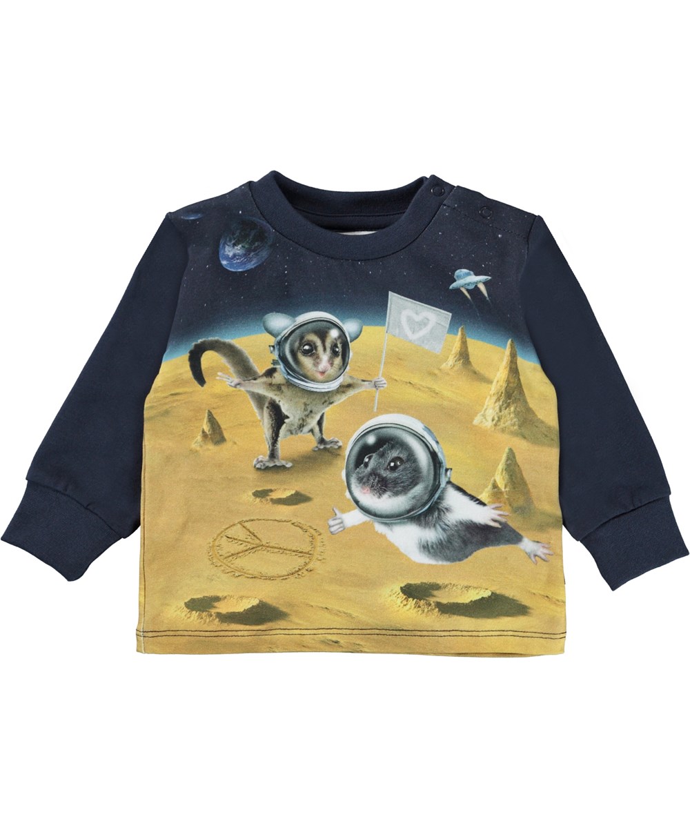 Eloy - Kawaii Universe - Öko-Babyshirt mit Druck von Tieren im Weltraum