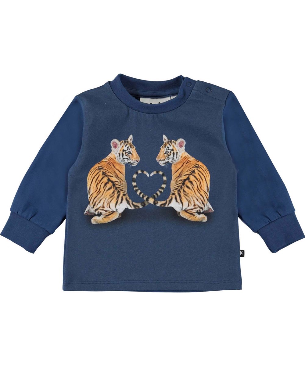 Eloy - Tiger Cubs - Langärmliges dunkelblaues T-Shirt Tigerbabys