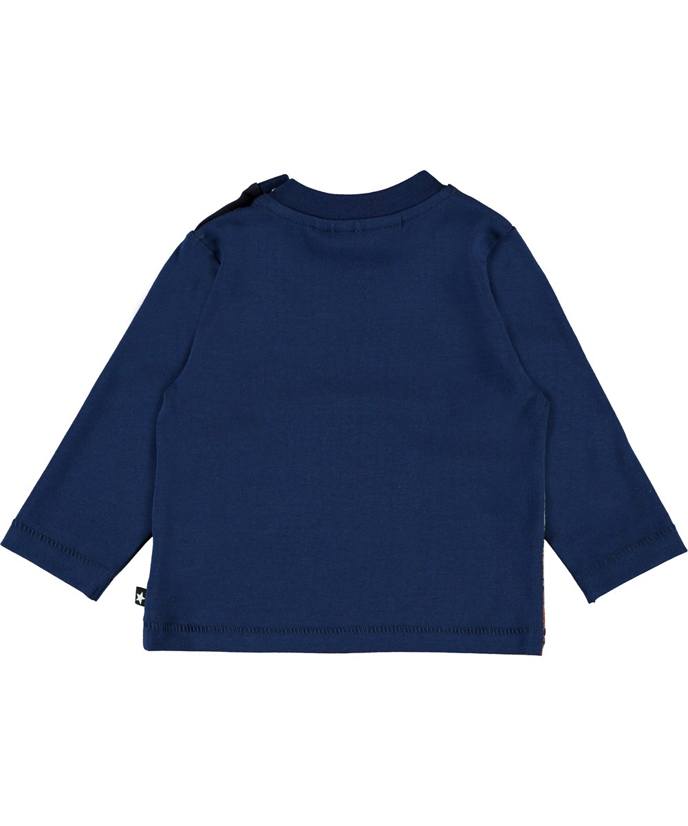 Enovan - Wild Future - Blaue Öko-Babybluse mit Tieren