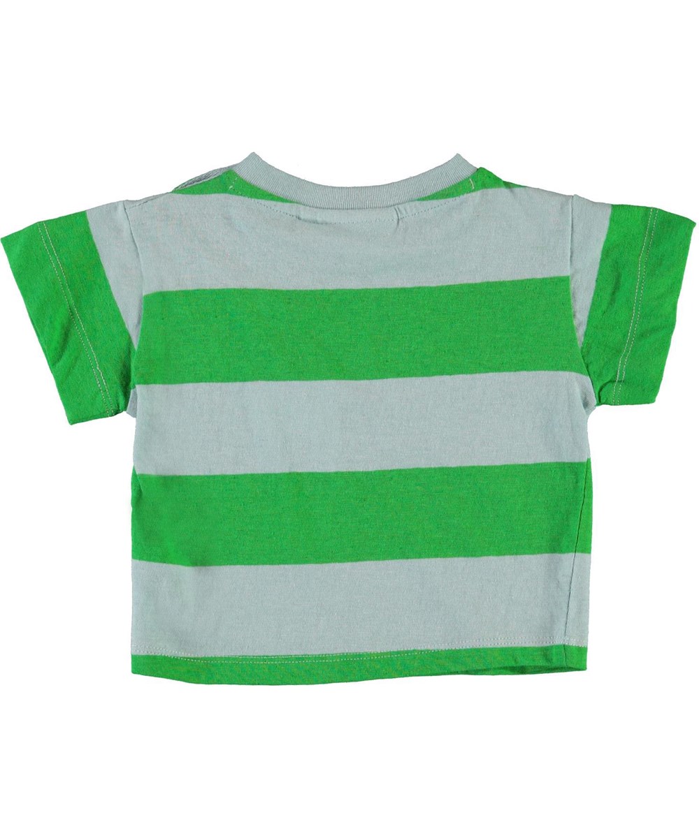 Enzo - Sterling Stripe - Blau und grün gestreiftes Baby-T-Shirt