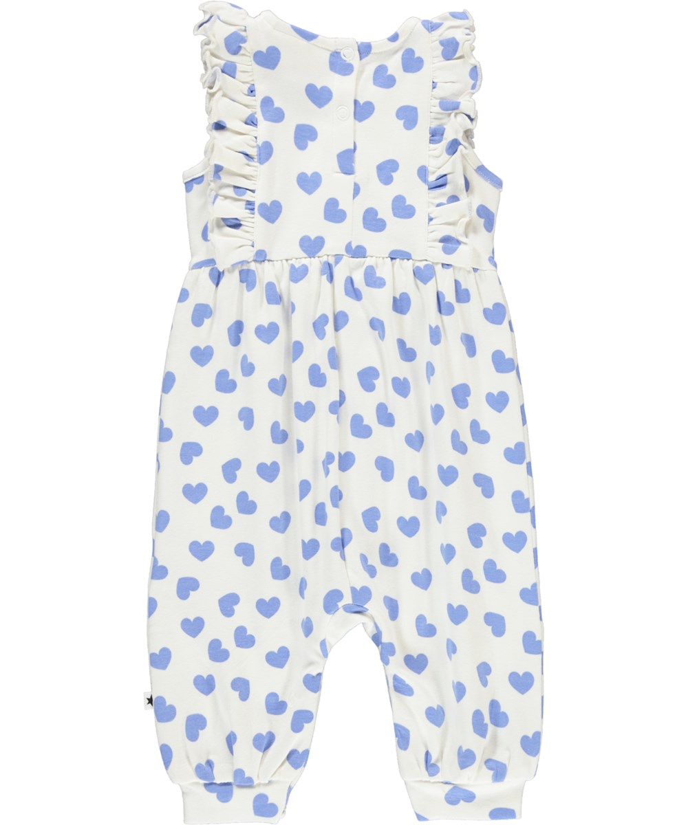 Fallon - Blue Hearts - Ärmelloser Babyanzug mit blauem Herzdruck