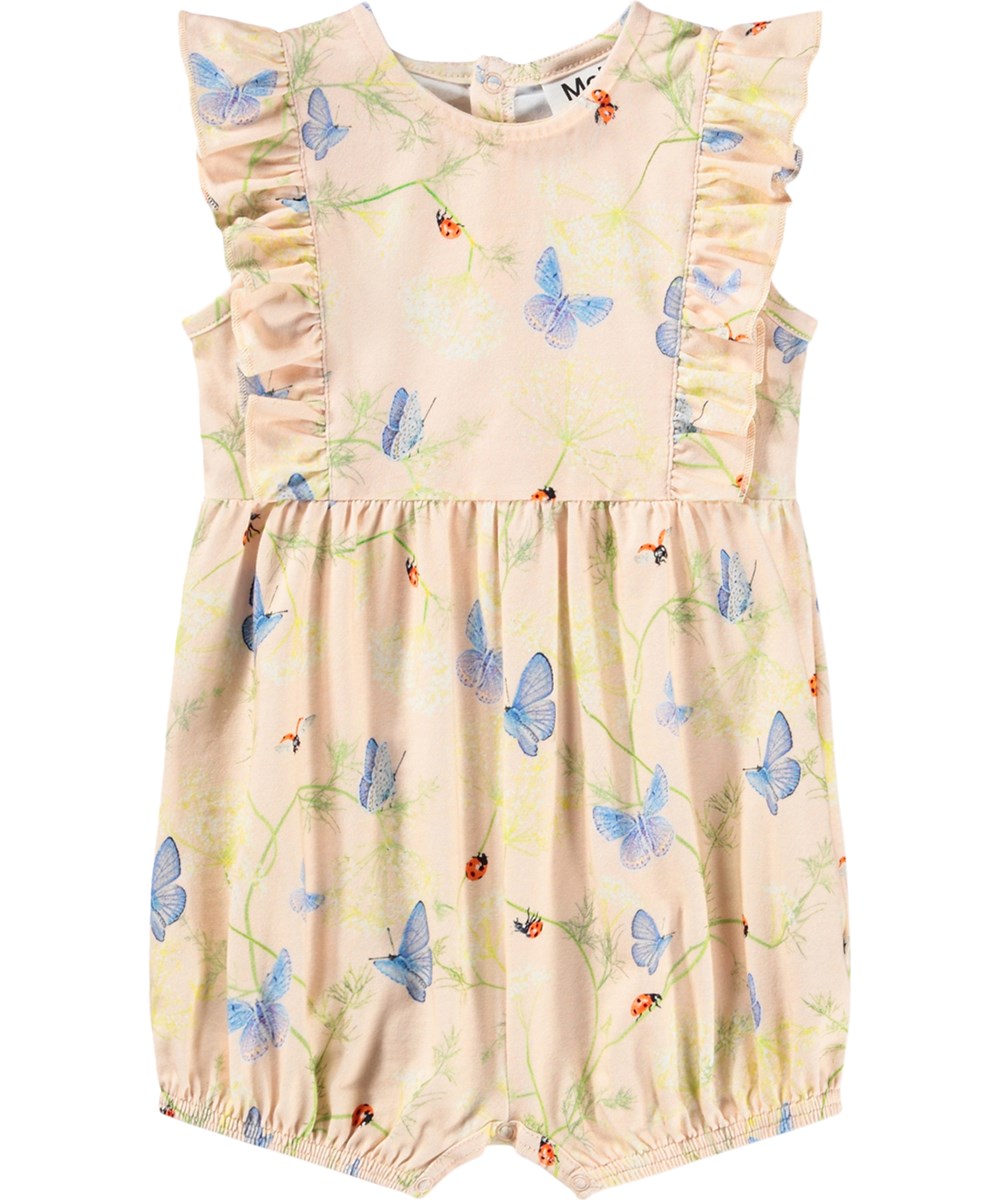 Felicia - Butterflys Cloud - Rosa Strampler für die Kleinen aus Bio-Baumwolle mit Schmetterlingsdruck