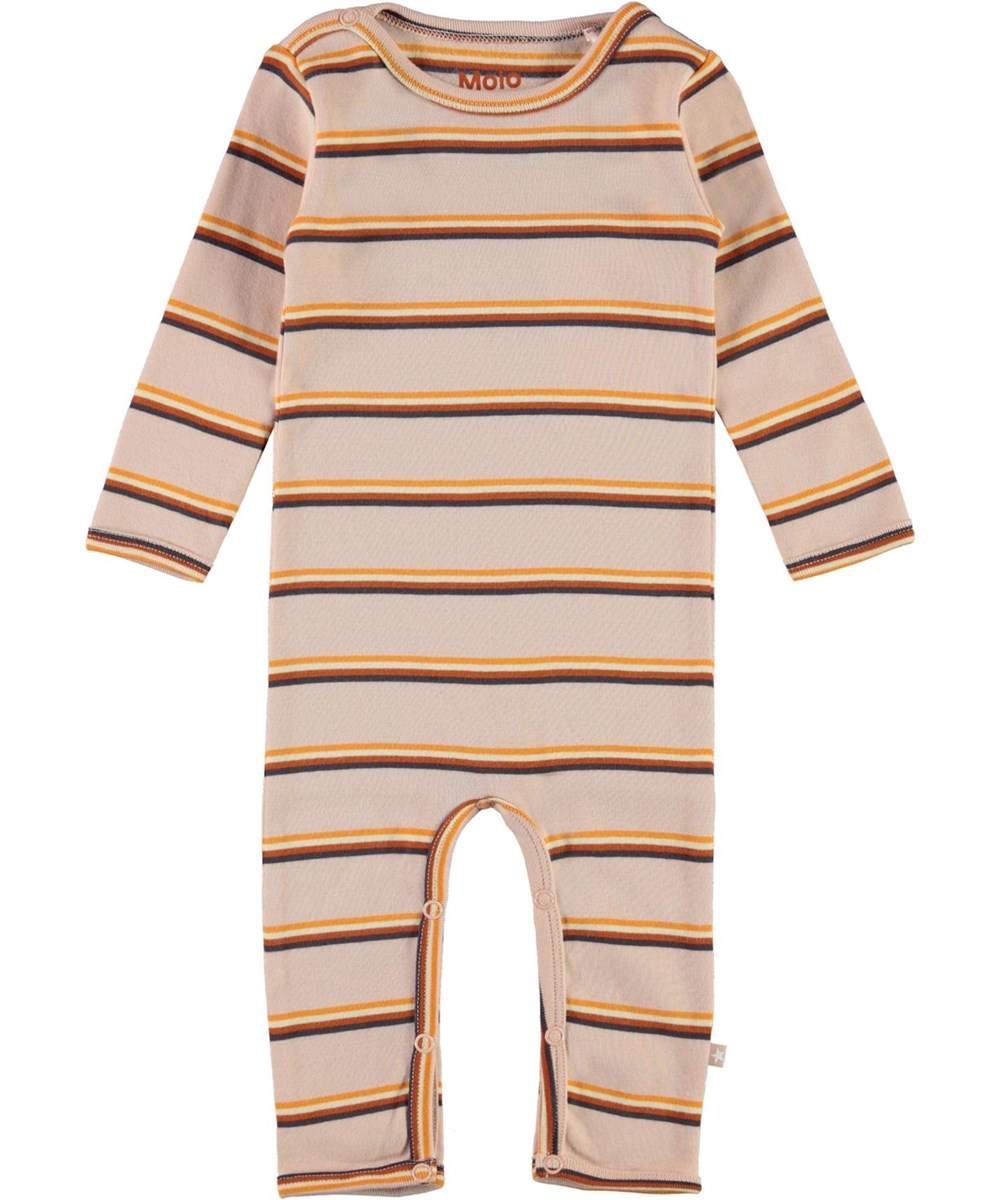 Fenez - Cameo Stripe - Öko-Babyanzug in Rosa mit Streifen