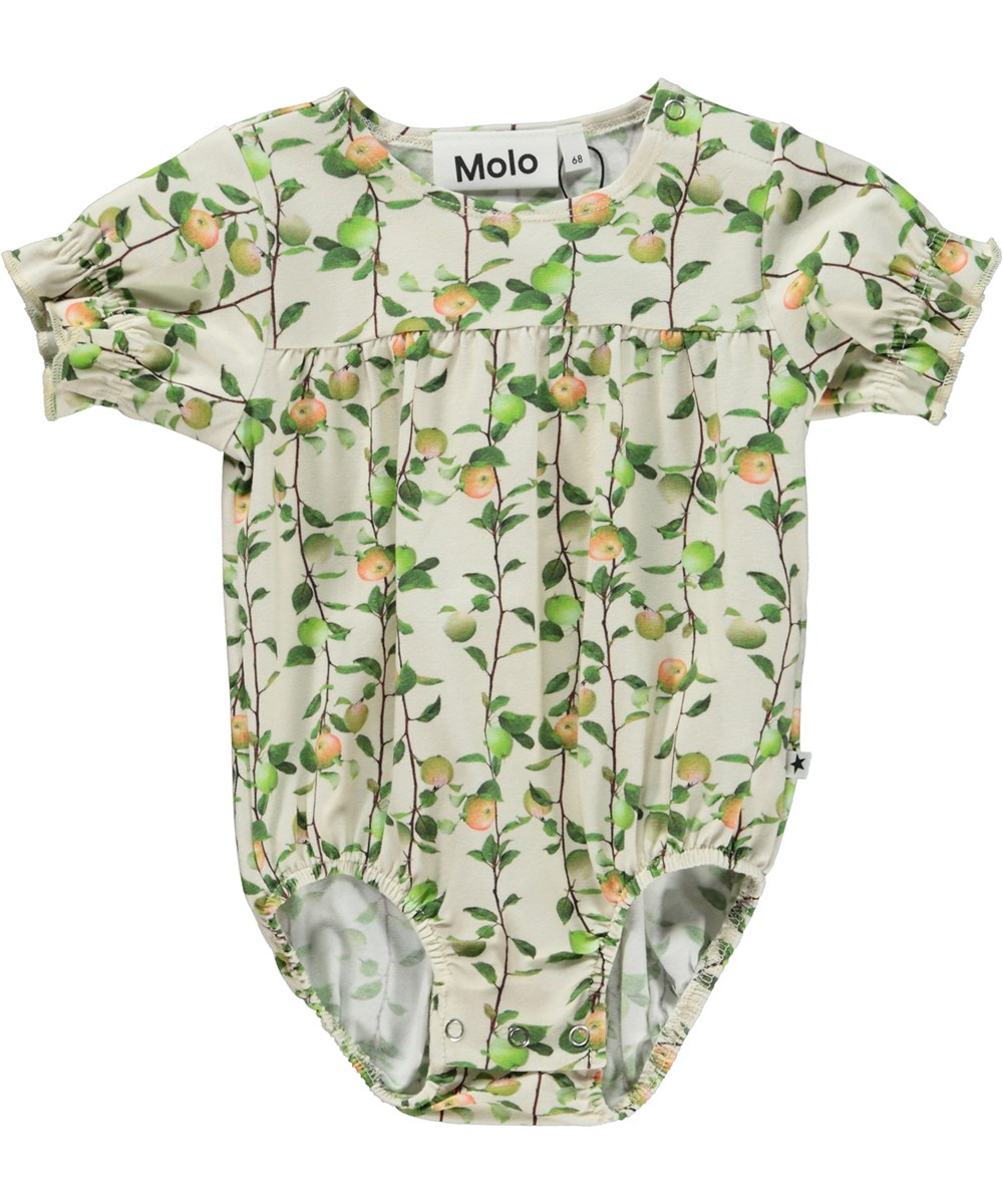 Fie - Apples Mini - Öko-Kurzarm-Babystrampler mit Apfel-Print