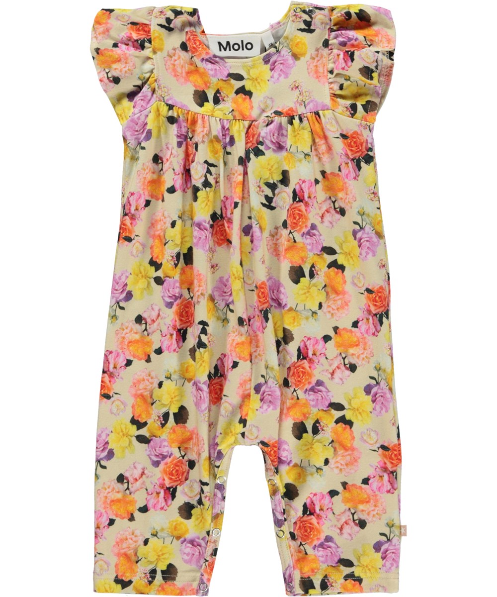 Fifi - Baby Roses - Öko-Babystrampler mit langen Beinen und Rosendruck