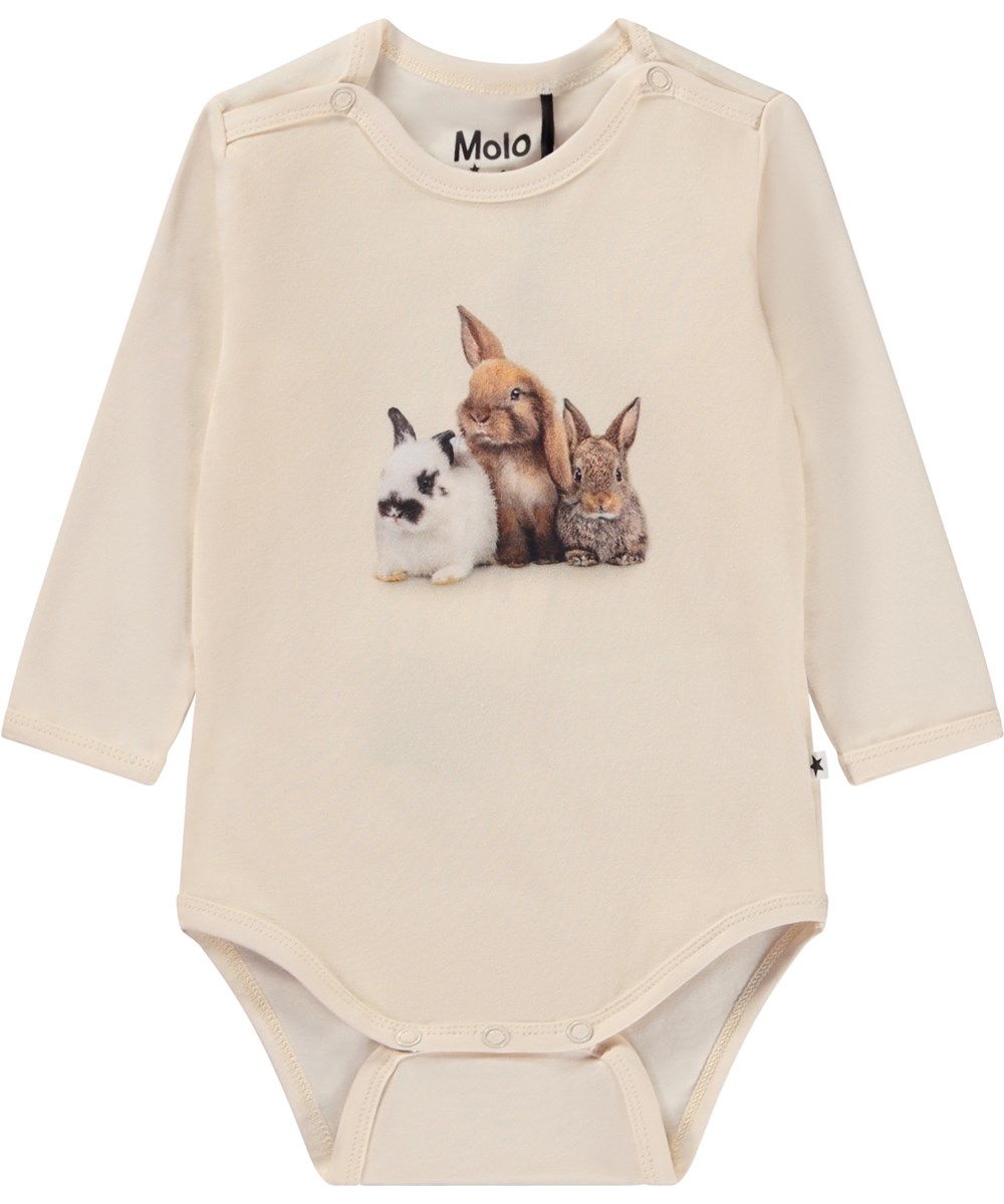 Foss - Rabbit Group - Rosa Babybody aus Öko-Baumwolle mit Kaninchen-Print