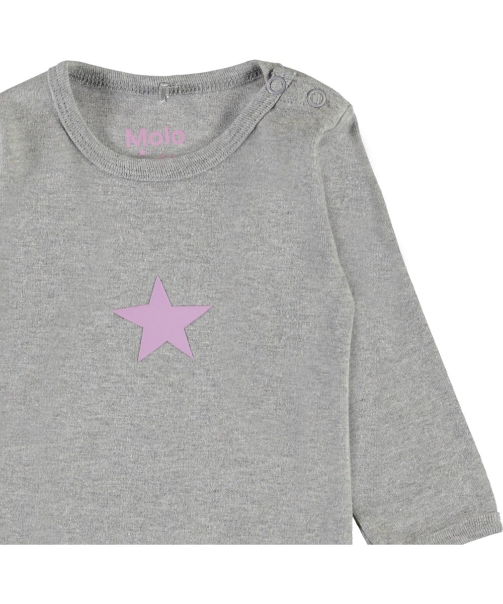 Foss - Grey Melange - Grauer Öko-Baby-Body