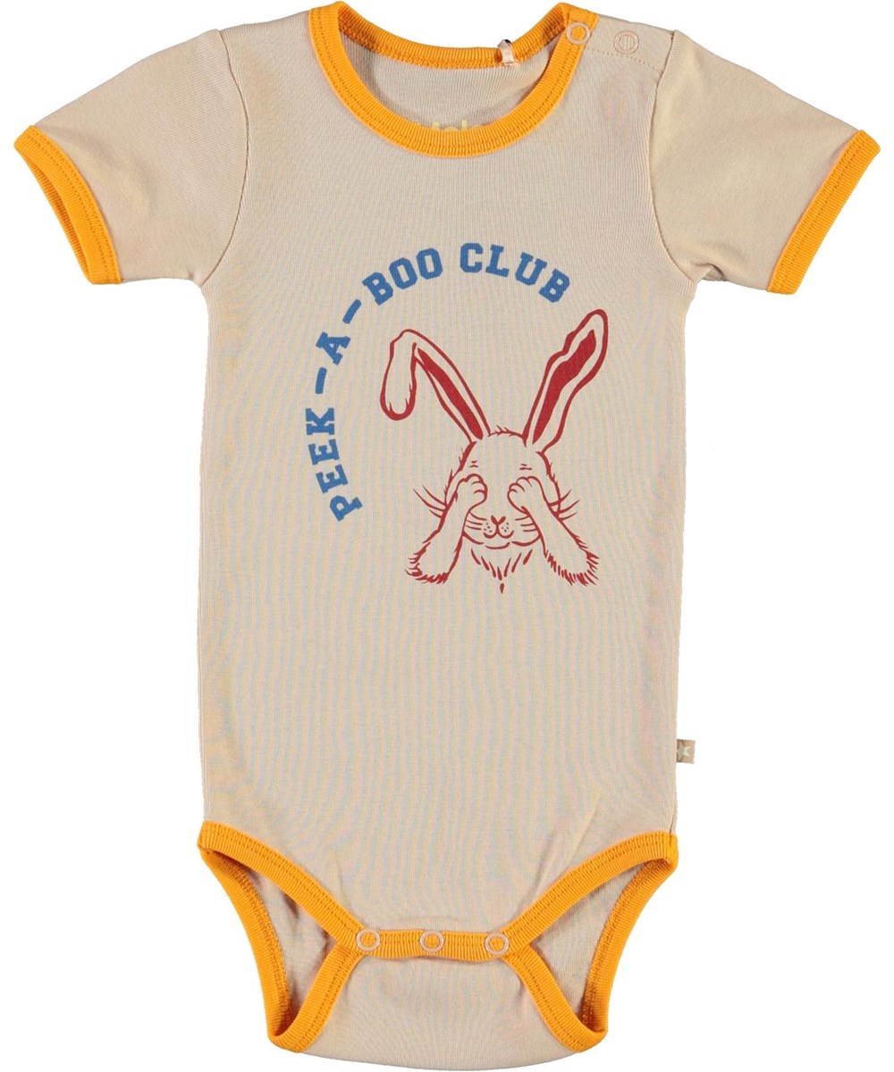 Fossie - Peekaboo - Öko Rosa Baby-Body mit Kaninchen