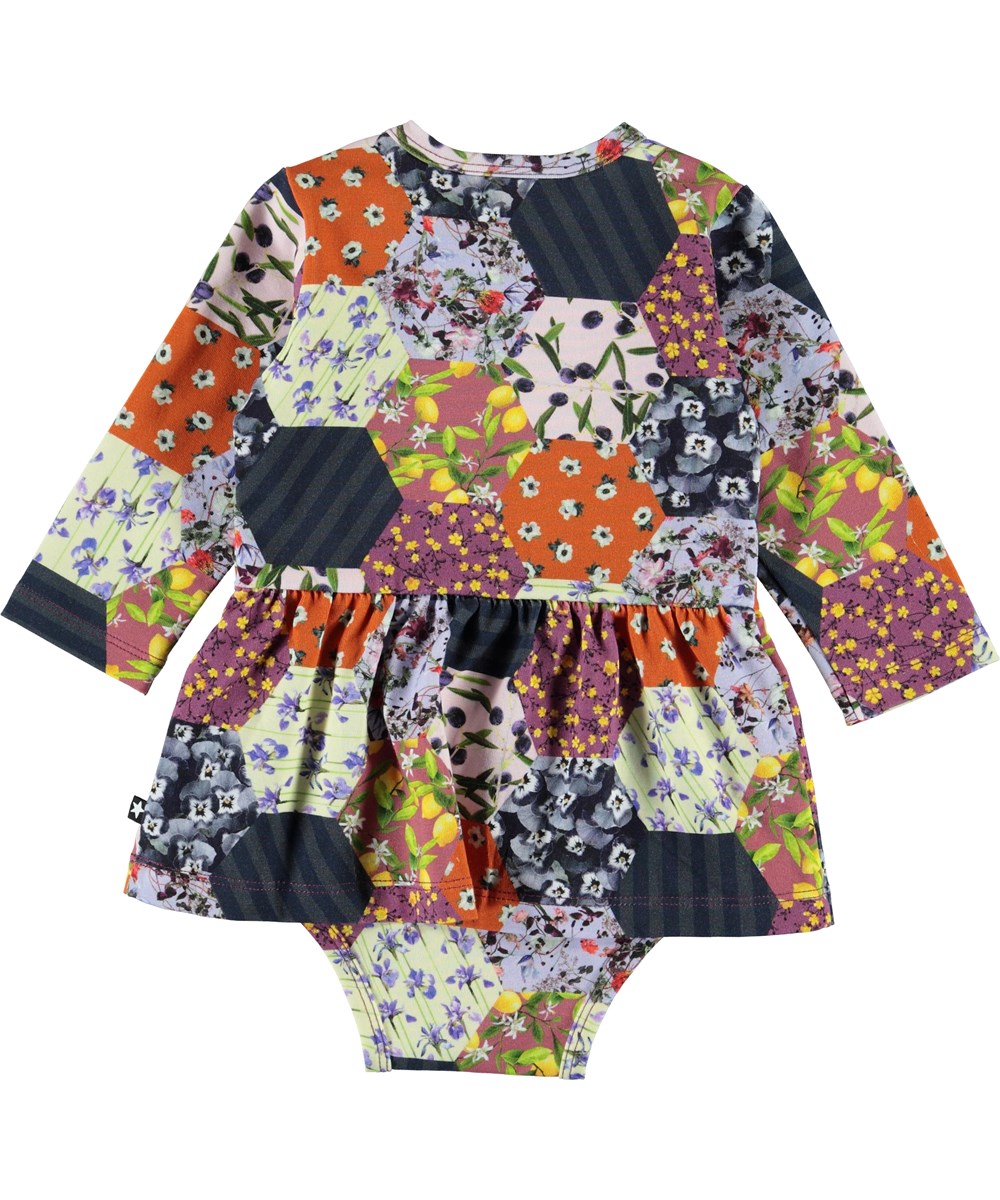 Frances - Patchwork - Ökologischer Baby Body mit Patchwork und Rock