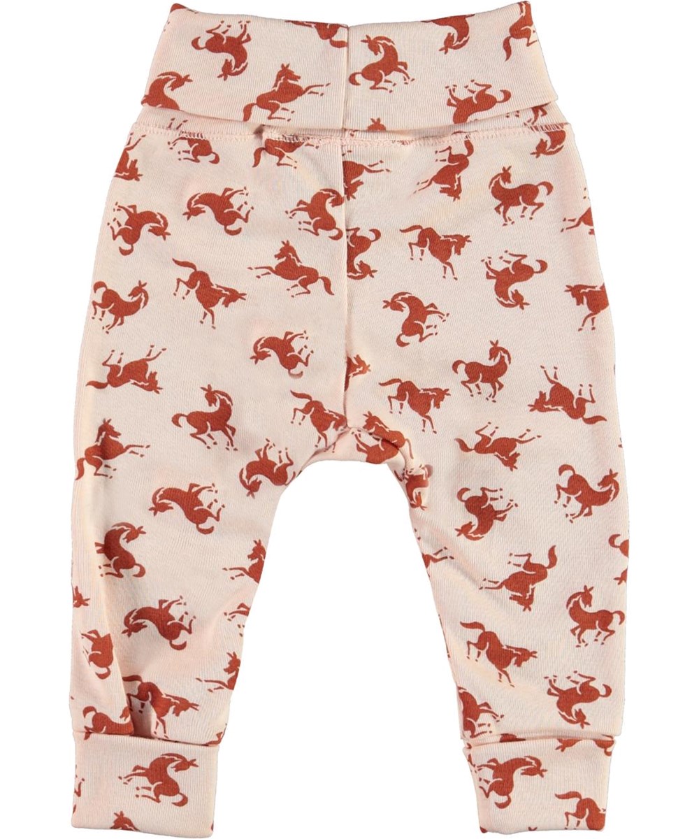 San - Mini Horse Jersey - Öko rosa Babyhose mit Pferden
