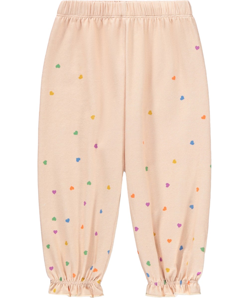 Selena - Confetti - Rosa Hosen für die Kleinen aus Bio-Baumwolle mit Herzmuster