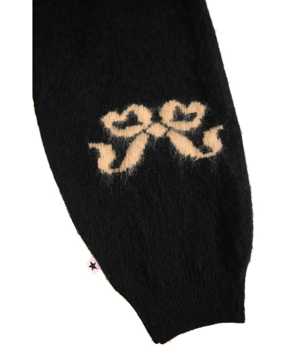 Solana - Fancy Bows - Schwarze Hose für den Kleinen aus Wolle mit Schleifen.