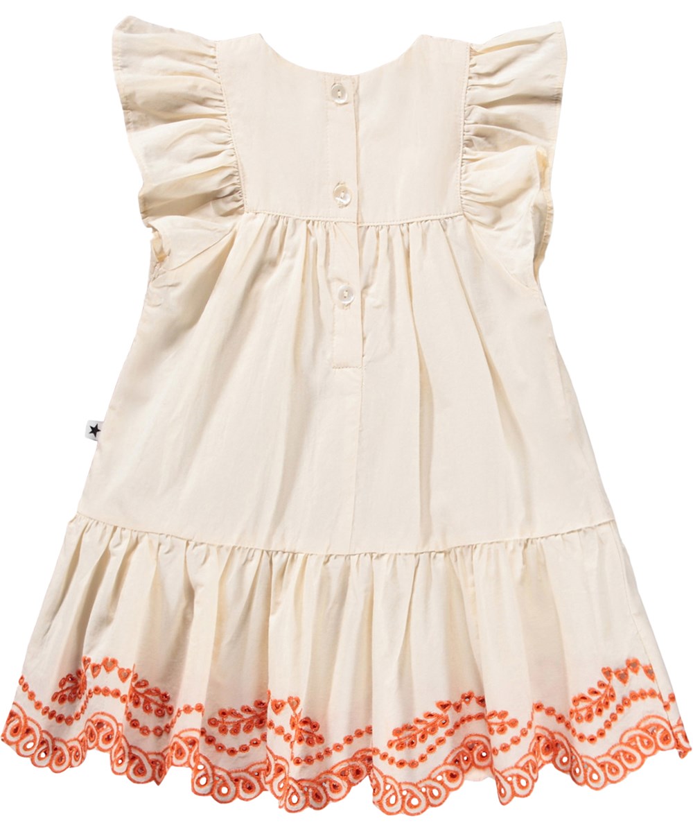 Cammas - Pearled Ivory - Weißes Kleid für die Kleinen aus Bio-Baumwolle mit Stickereidetails und Rüschen